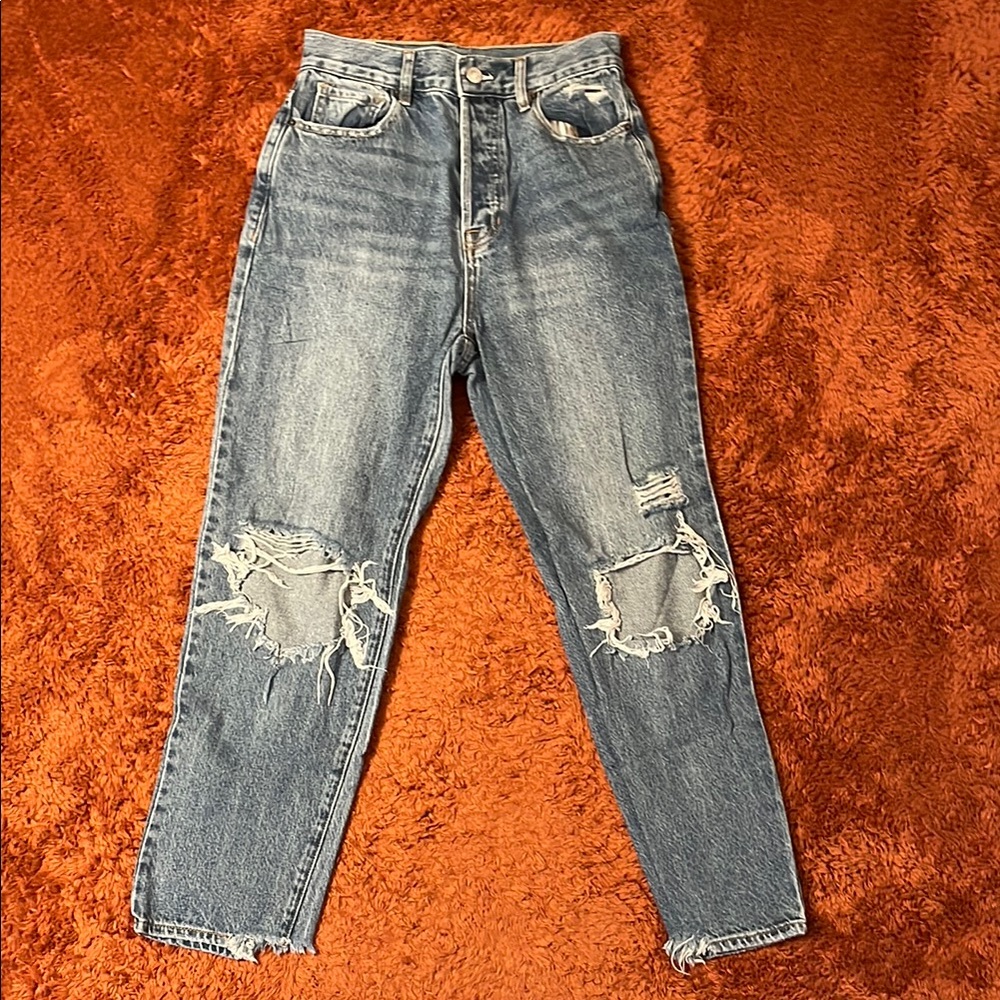 PacSun Blue Ankle Cropped Distressed Jeans
